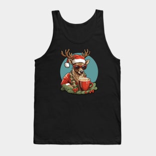 Christmas reindeer wearing sunglasses Tank Top